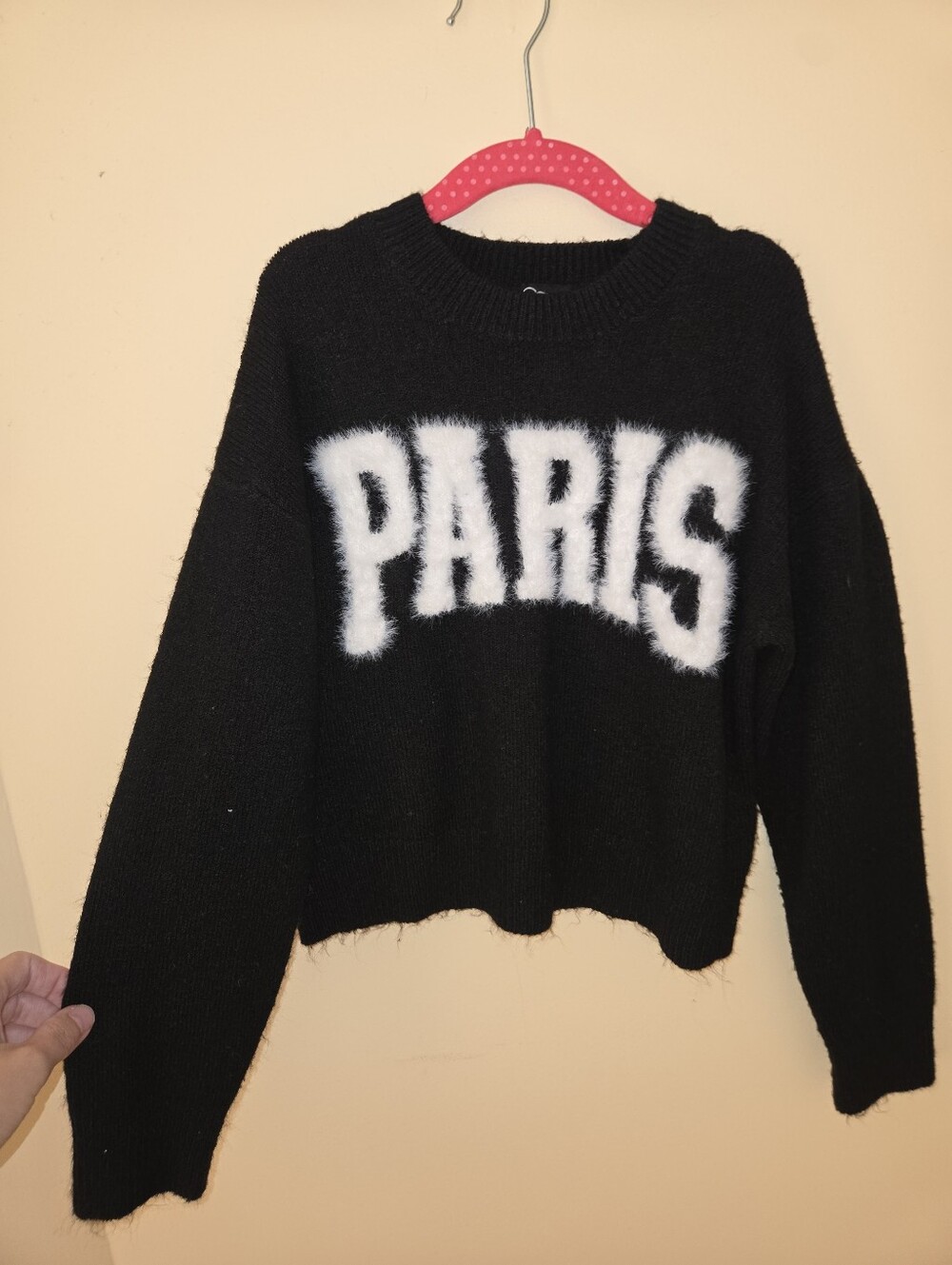 Black Art Class Kids Girls 'PARIS' Fuzzy Lettering Sweater